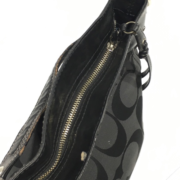 Coach Zoe Signature Jaquard Black Bag Silver Trim Large Excellent NO F0866-12667 - Picture 5 of 9